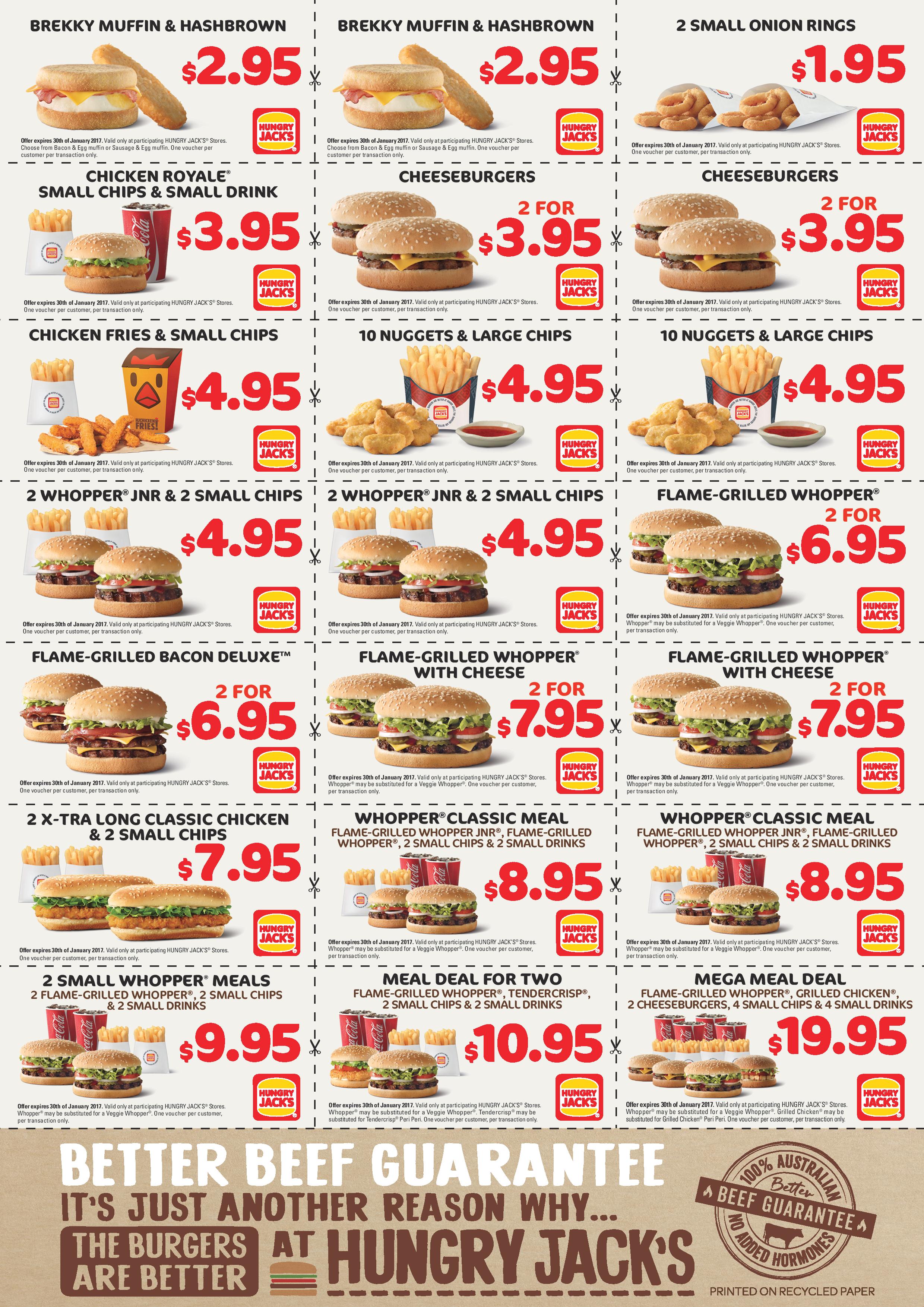 Hungry Jacks Vouchers / Coupons (January 2017) | frugal feeds