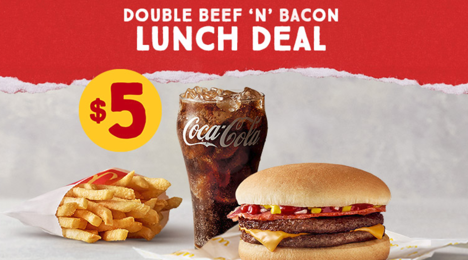DEAL McDonald's 5 Double Beef ‘n’ Bacon Burger Meal with Small Fries