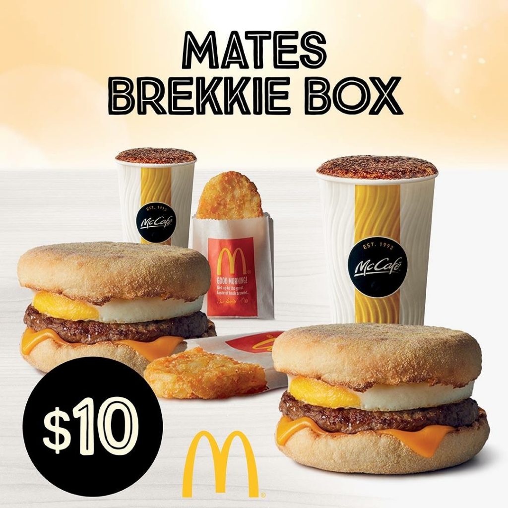 DEAL McDonald’s 10 Mates Brekkie Box 2 McMuffins, 2 Hash Browns & 2