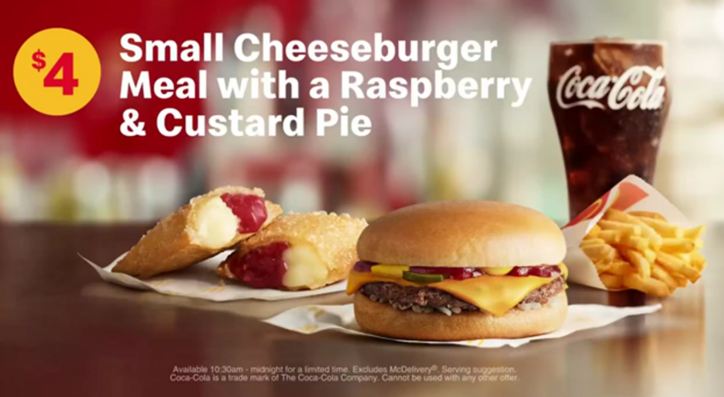 DEAL McDonald’s 4 for 4 Small Cheeseburger Meal & Pie or Sundae frugal feeds