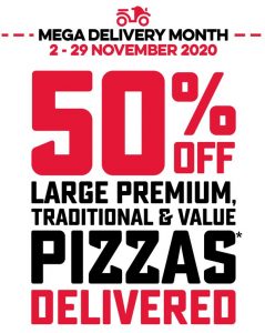 DEAL: Domino's - 50% off Large Traditional, Premium & Value Pizzas Delivered (until 29 November 2020) 1