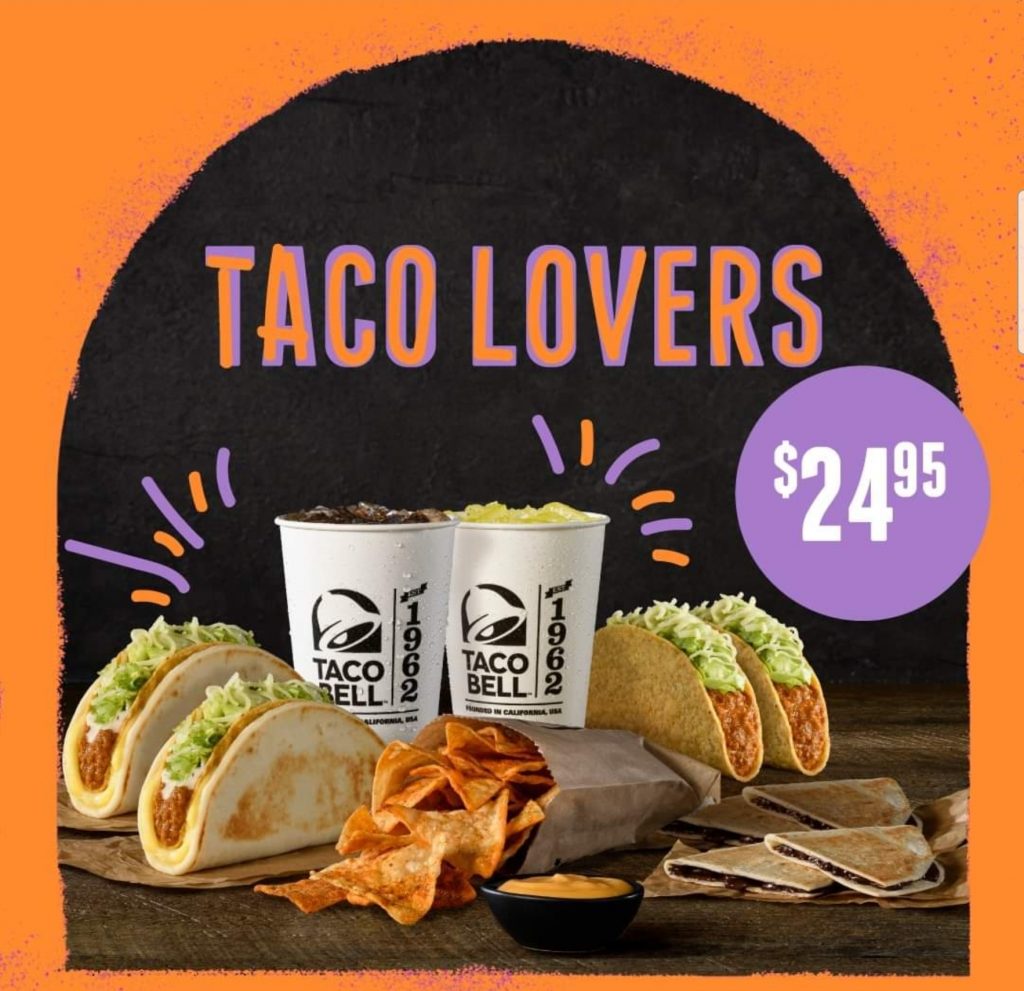 DEAL Taco Bell 24.95 Taco Lovers (4 Tacos, Large Tortilla Chips, 2