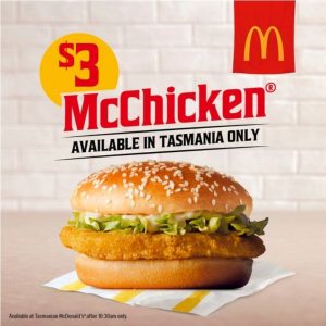 DEAL: McDonald's - $3 McChicken in Tasmania Only (until 24 July 2022) 1