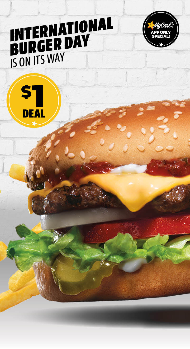 Deal Carls Jr 1 Famous Star With Cheese Burger 28 May 2021 Frugal Feeds 