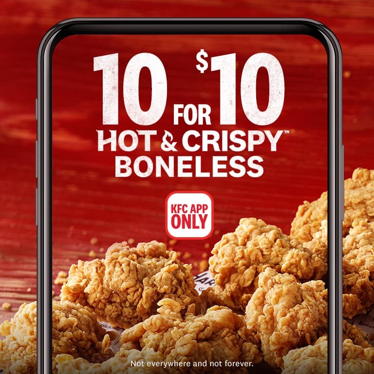 Deal Kfc 10 For 10 Hot And Crispy Boneless Chicken Via Kfc App Frugal Feeds