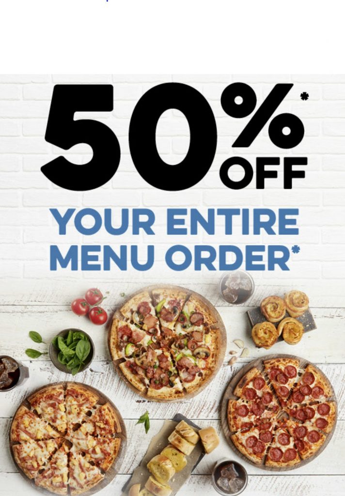 DEAL Domino's 50 off Entire Menu Order at Selected Stores frugal feeds