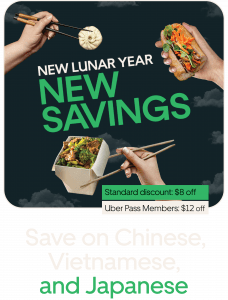 DEAL: Uber Eats - $8 off $30 Spend ($12 off Uber Pass) at Selected Chinese, Vietnamese & Japanese Restaurants 3