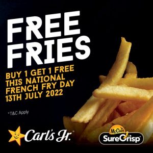 DEAL: Carl's Jr - Buy One Get One Free Fries (13 July 2022) 7
