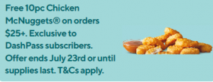 DEAL: McDonald's - Free 10 Chicken McNuggets with $25+ Spend via DoorDash DashPass (until 23 July 2022) 34