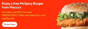 DEAL: McDonald's - Free McSpicy with $25+ Spend via DoorDash (until 20 September 2022) 34