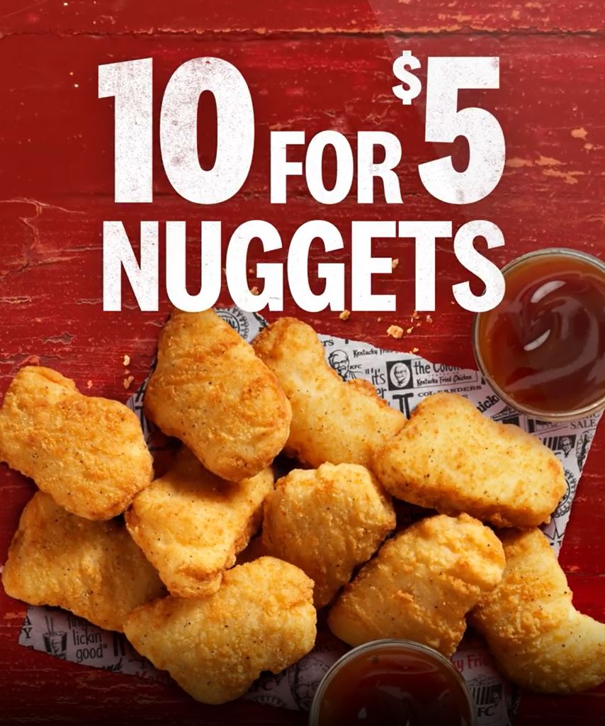 DEAL: KFC - 10 Nuggets for $5 (Western District VIC Only) | frugal feeds