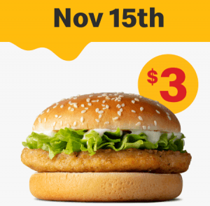 DEAL: McDonald’s - $3 McChicken on 15 November 2022 (30 Days 30 Deals) 1