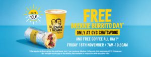 DEAL: Guzman Y Gomez - Free Brekkie Burrito & Bowls & Coffee at Chatswood NSW (7-10:30am 18 November 2022) 25
