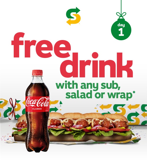 Deal Subway Free Ml Drink With Any Sub Salad Or Wrap Via Subway App December