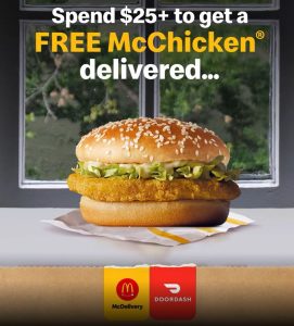 DEAL: McDonald's - Free McChicken with $25+ Spend via DoorDash (until 29 January 2023) 38