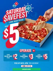 DEAL: Domino's - $5 Value Pizza, $7 Value Max, $8 Traditional, $10 Premium until 6pm Pickup via App 1