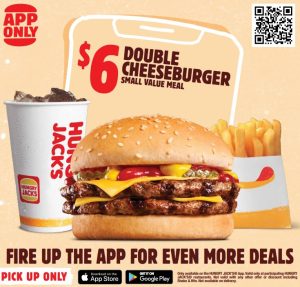 DEAL: Hungry Jack's - $6 Double Cheeseburger Small Meal via App 1