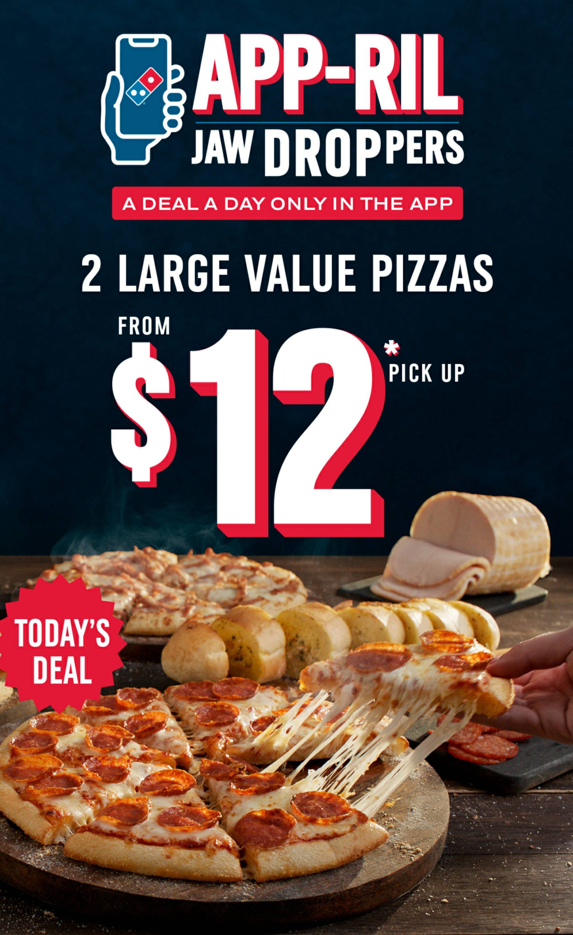 DEAL Domino's 2 Large Value Pizzas for 12 via Domino's App (18