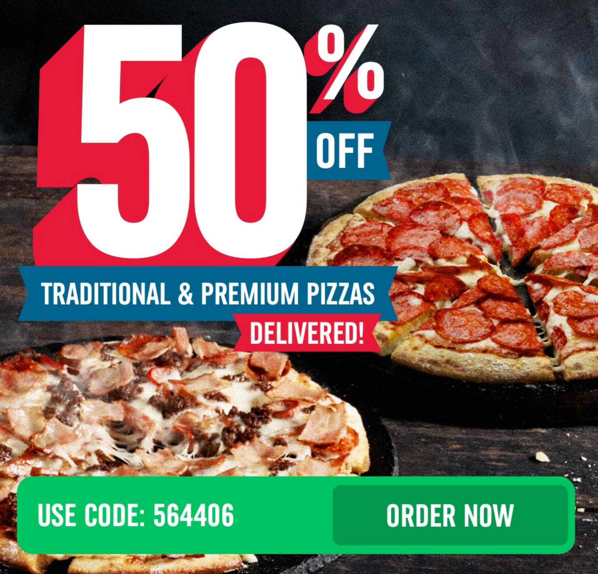 DEAL Domino's 50 off Traditional/Premium Pizzas Delivered via