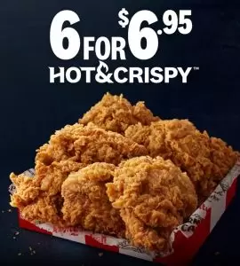 DEAL: KFC 6 for $6.95 Hot & Crispy Boneless (until 30 September 2024) 1