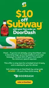 Subway Coupons: Save $10 in December 2023