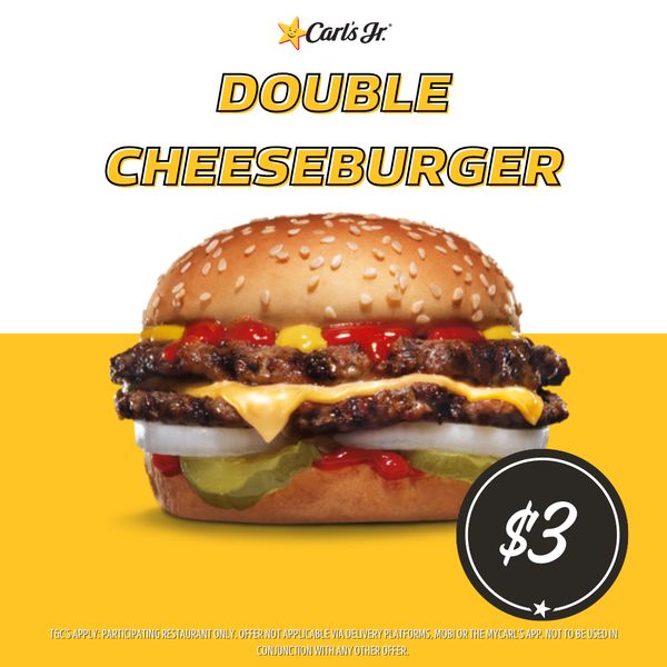 Deal Carls Jr 3 Double Cheeseburger Frugal Feeds 