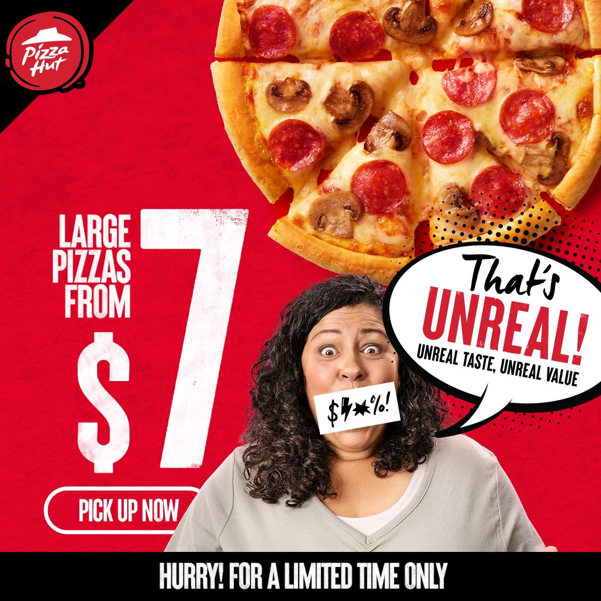 DEAL Pizza Hut 7 Large Hawaiian, Margherita & Americano Pizzas All