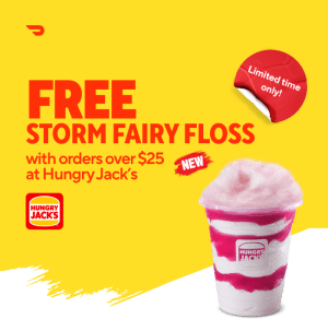 DEAL: Hungry Jack’s – Free Fairy Floss Storm with $25+ Spend via DoorDash (until 19 May 2024) 1