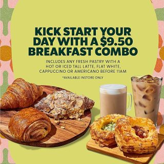 DEAL: Starbucks - $9.50 Breakfast Combo with Pastry & Coffee 11am 2