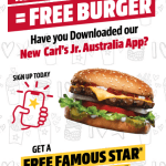 DEAL: Carl’s Jr – Free Famous Star with Cheese with New App (Selected Stores)