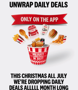 DEAL: KFC Christmas in July 2024 Deals via App 1