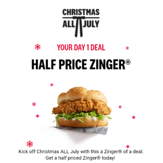 DEAL: KFC - Half Price Zinger Burger via App (1 July 2024) 3