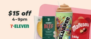 DEAL: 7-Eleven - $15 off with $30+ Spend Between 4-9pm via Menulog (until 21 July 2024) 1