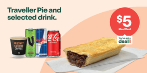 DEAL: 7-Eleven - $5 Meal Deal with Traveller Pie or Hot Roll & Drink (until 29 July 2024) 6