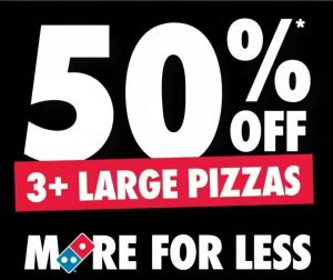 DEAL: Domino's - 50% off 3+ Traditional & Premium Pizzas or 40% off 1 or 2 Pizzas (until 20 October 2024) 1