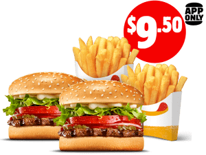 DEAL: Hungry Jack's - 2 Whopper Junior & 2 Medium Chips for $9.50 Pickup via App 1