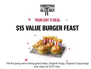 DEAL: KFC - $15 Value Burger Feast via App (11 July 2024) 1