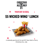 DEAL: KFC – $5 Wicked Wings Lunch via App (24 July 2024)