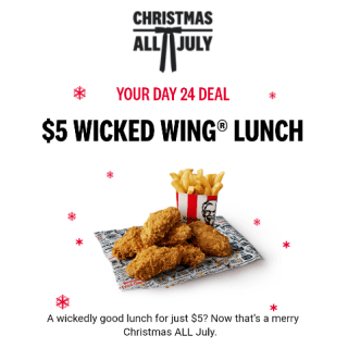 DEAL: KFC - $5 Wicked Wings Lunch via App (24 July 2024) 6