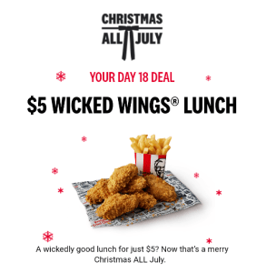 DEAL: KFC - $5 Wicked Wings Lunch via App (18 July 2024) 1