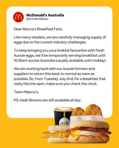NEWS: McDonald's Reduces Breakfast Hours to 10:30am Due to Egg Shortage 1