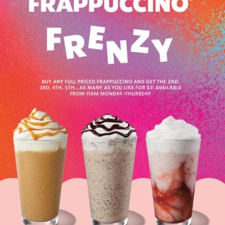 DEAL: Starbucks - Buy 1 Full Price Frappuccino, Get Any Extra for $3 Each 1