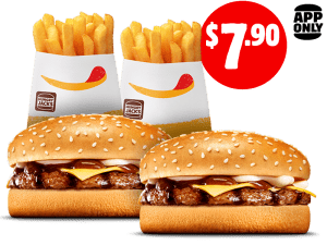 DEAL: Hungry Jack's - 2 BBQ Cheeseburgers & 2 Small Chips for $7.90 Pickup via App 1