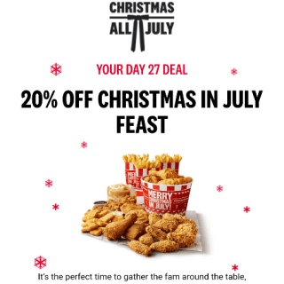 DEAL: KFC - 20% off Christmas in July Feast via App (27 July 2024) 1