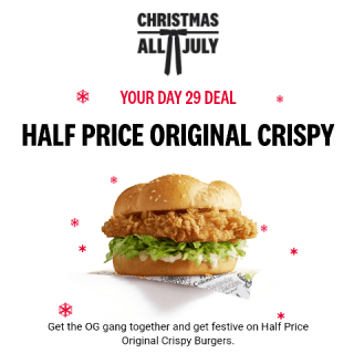 DEAL: KFC - Half Price Original Crispy Burger via App (29 July 2024) 6