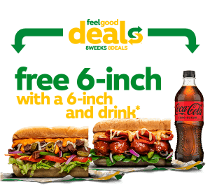 DEAL: Subway – Free 6-Inch Sub with 6-Inch & Drink Purchase via App or Online (until 6 August 2024) 1