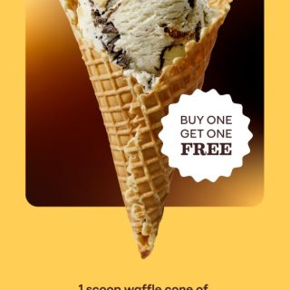 DEAL: Baskin Robbins – Buy One Get One Free Caramel Honey Chocolate Chip Cheesecake 1 Scoop Waffle Cone for Club 31 Members 8