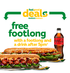 DEAL: Subway – Free Footlong Sub with Footlong & Drink Purchase After 5pm via App or Online (until 20 August 2024) 1