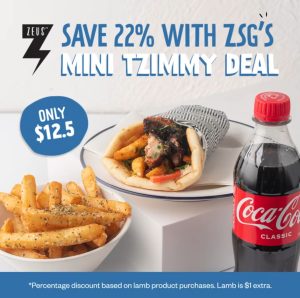 DEAL: Zeus Street Greek - $12.50 Mini Tzimmy Deal on Mondays to Thursdays 6