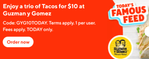 DEAL: Guzman Y Gomez - 3 Tacos for $10 via DoorDash (2 September 2024) 32